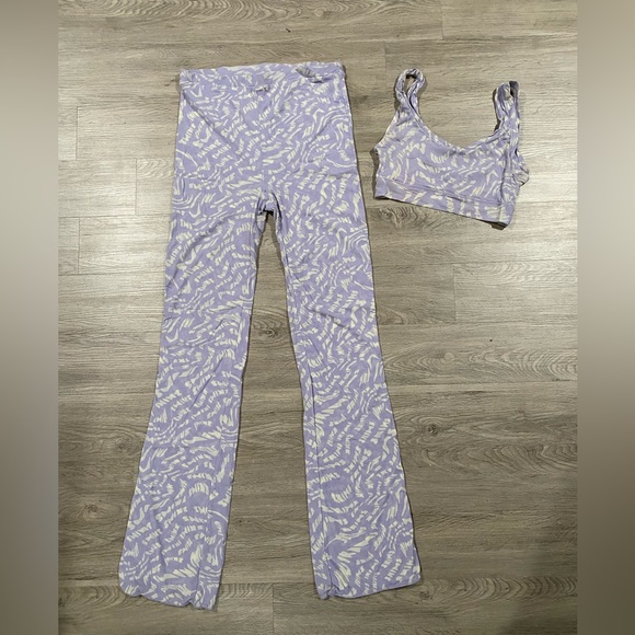 SKIMS Summer Mesh Set 2PC Lilac Swirl Semi-Sheer Brand Printed Pant Set L/XL - Picture 3 of 7